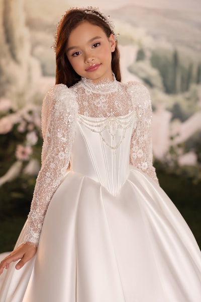 Luxury First Communion Gown with Lace | Pentelei Couture
