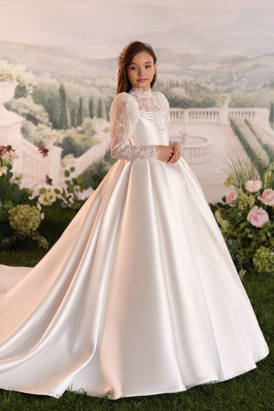 Luxury First Communion Gown with Lace | Pentelei Couture