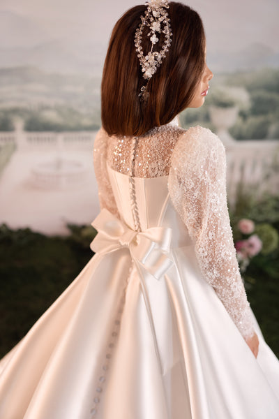 Luxury First Communion Gown with Lace | Pentelei Couture