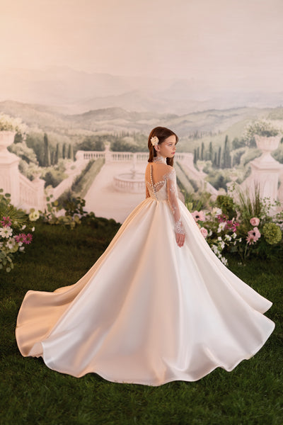 Designer Girls Formal Gown with Train | Pentelei Couture