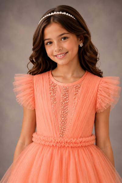 Girls Tulle Party Dress Beaded Bodice | Sparkle Collection