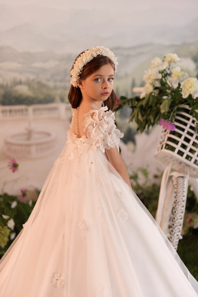 Pentelei Couture Luxury Flower Girl Gown with Train