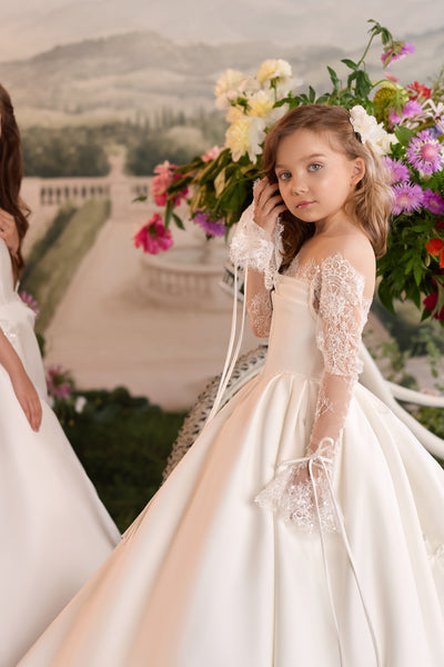 Pentelei Couture Luxury Flower Girl Gown with Train