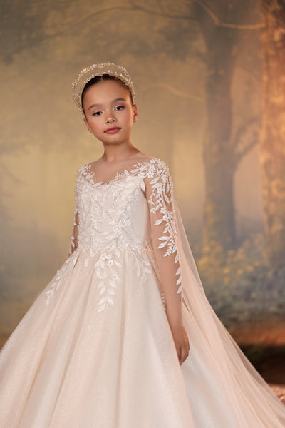 Pentelei Couture Beaded First Communion Gown with Cape