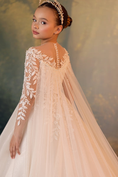 Pentelei Couture Beaded First Communion Gown with Cape