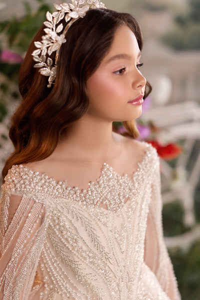 Pentelei Couture Beaded Girls Pageant Ball Gown