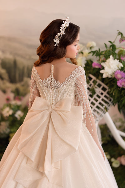 Pentelei Couture Beaded Girls Pageant Ball Gown