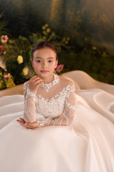 Pentelei Couture Beaded Girls Communion Ball Gown