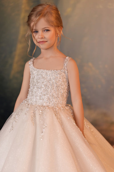Pentelei Couture Crystal Cape Girls Special Occasion Gown
