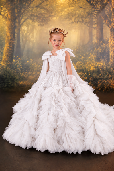 Pentelei Couture Ruffle Tulle Girls Pageant Gown