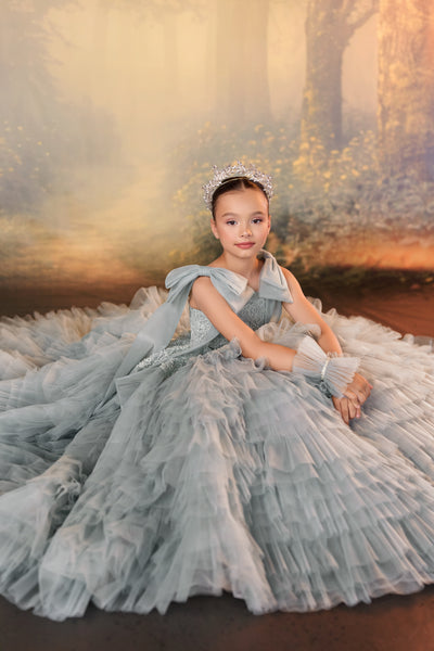 Pentelei Couture Ruffle Tulle Girls Pageant Gown