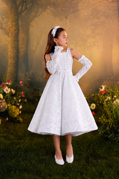 Pentelei Couture Girls Tea Length Communion Dress