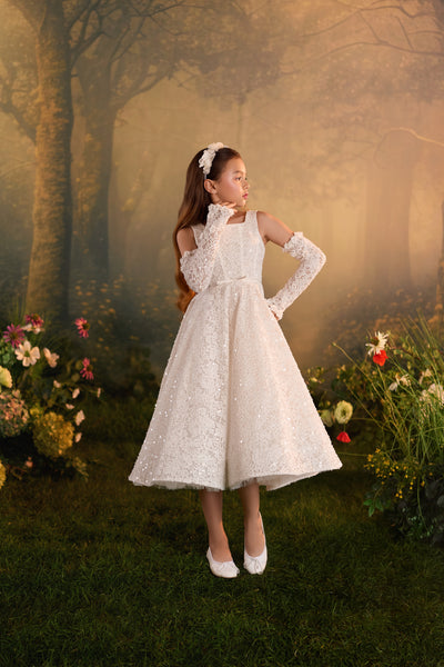 Pentelei Couture Girls Tea Length Communion Dress