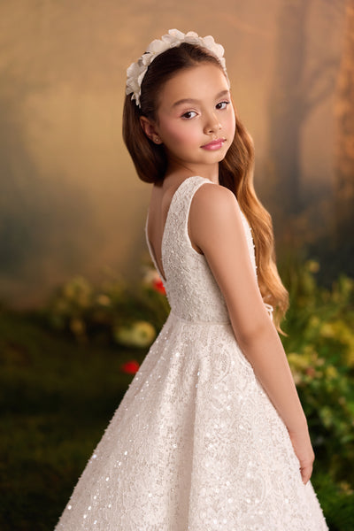 Pentelei Couture Girls Tea Length Communion Dress