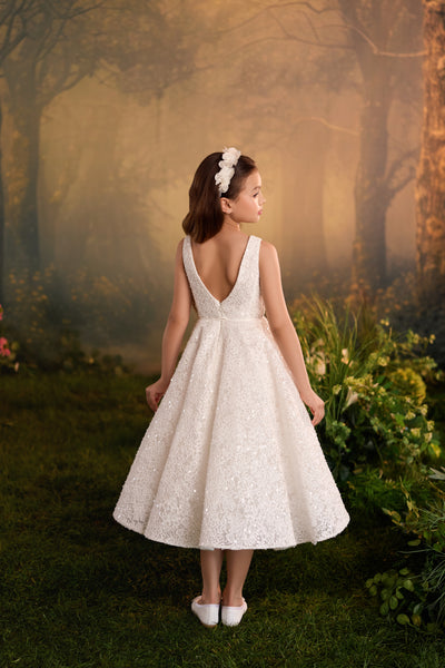 Pentelei Couture Girls Tea Length Communion Dress