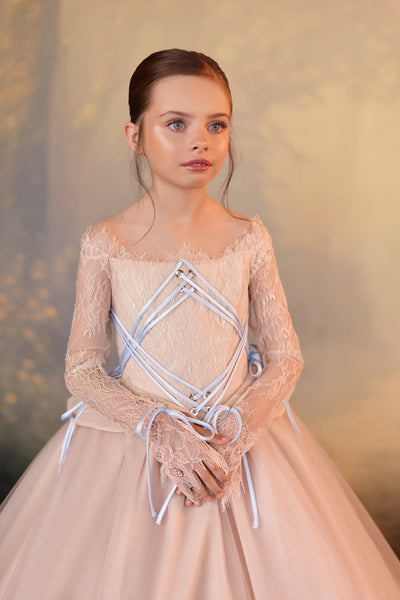 Pentelei Couture Corset Lace Girls Formal Dress