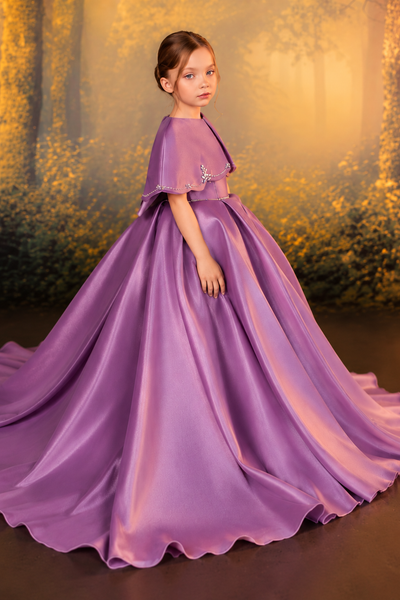 Pentelei Couture Girls Formal Dress with Train & Bow