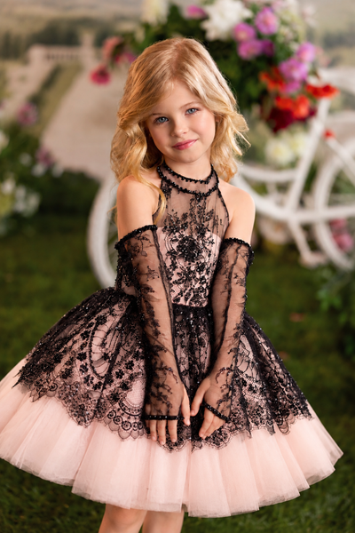 Black Lace Flower Girl Dress | Pentelei Couture