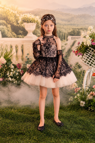 Black Lace Flower Girl Dress | Pentelei Couture
