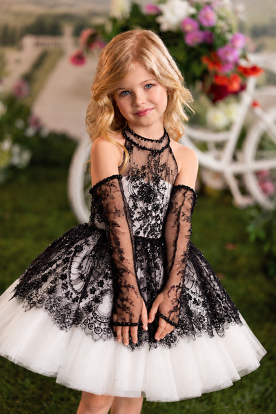 Black Lace Flower Girl Dress | Pentelei Couture