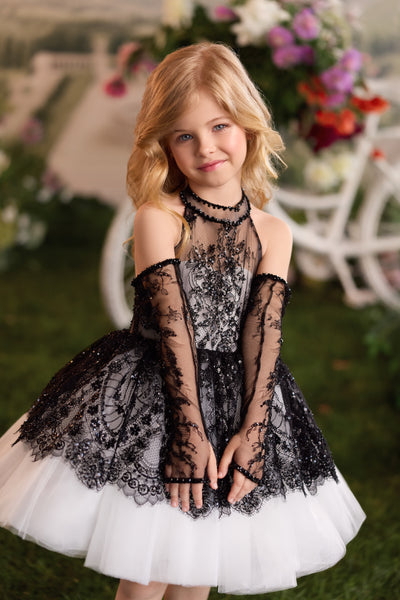 Black Lace Flower Girl Dress | Pentelei Couture