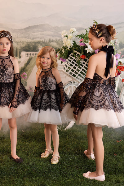 Black Lace Flower Girl Dress | Pentelei Couture