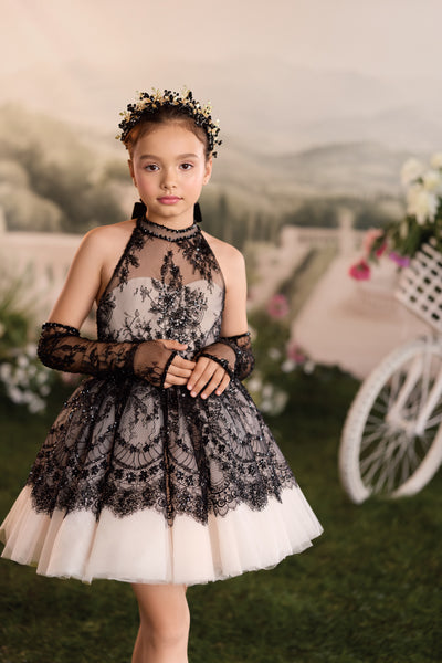 Black Lace Flower Girl Dress | Pentelei Couture