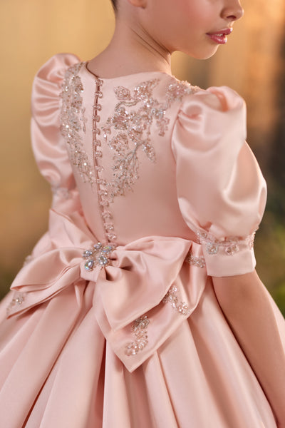 Pentelei Couture Girls Crystal Satin Formal Dress