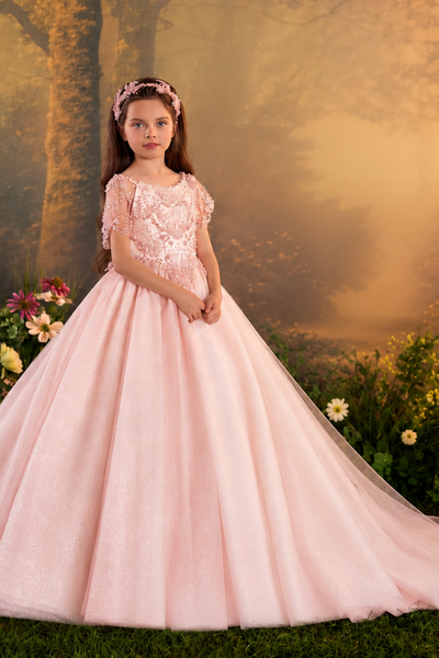 Pentelei Couture Beaded Flower Girl Ball Gown