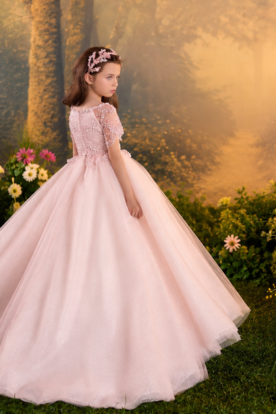Pentelei Couture Beaded Flower Girl Ball Gown