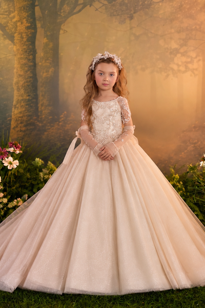 Pentelei Couture Beaded Flower Girl Ball Gown