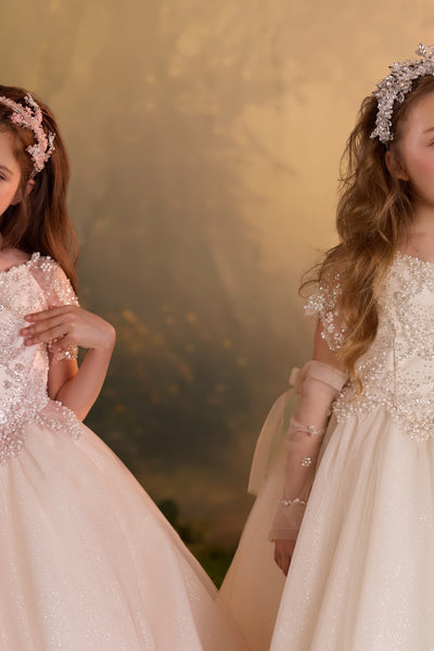 Pentelei Couture Beaded Flower Girl Ball Gown