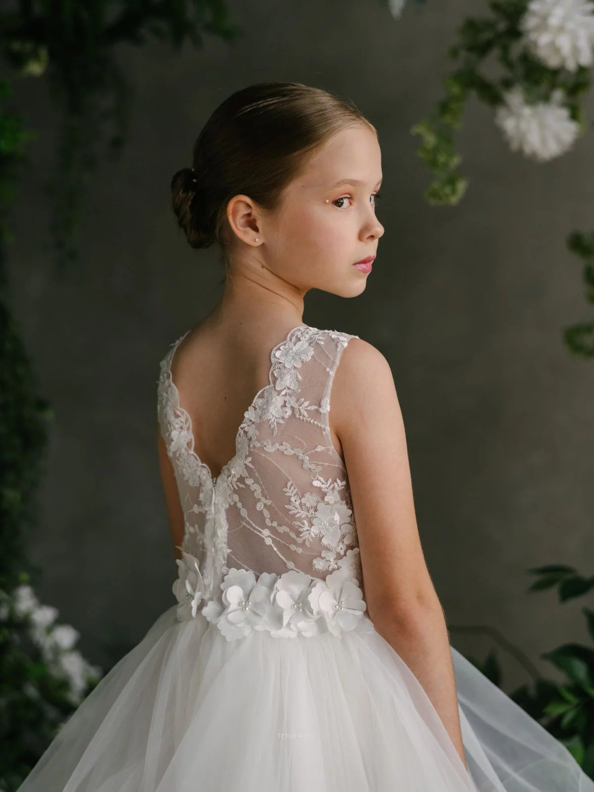 Teter Warm Couture Lace Tulle Girls Communion Wedding Flower Girl Dress