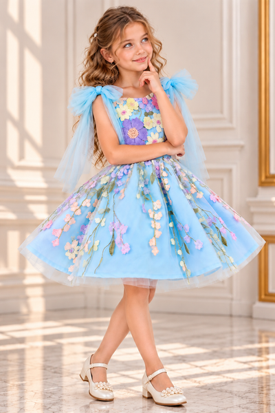 Girls 3D Floral Pageant & Flower Girl Dress