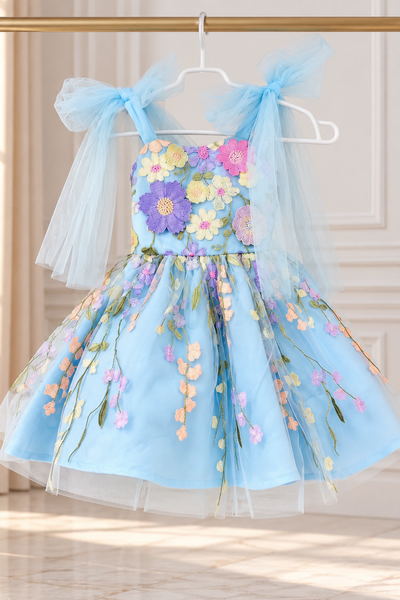 Girls 3D Floral Pageant & Flower Girl Dress
