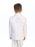 Boys’ White Baptism Suit – Embroidered Religious Symbols for Christening