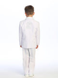 Boys’ White Baptism Suit – Embroidered Religious Symbols for Christening