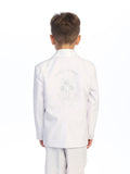 Boys’ White Baptism Suit – Embroidered Religious Symbols for Christening