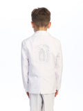 Boys’ White Baptism Suit – Embroidered Religious Symbols for Christening