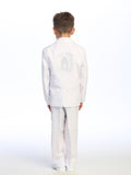 Boys’ White Baptism Suit – Embroidered Religious Symbols for Christening