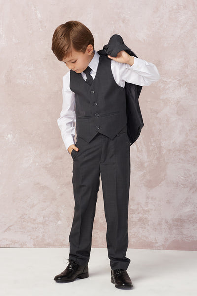 Classic Boys’ 5-Piece Suit – Available in Dark Gray, Khaki, Light Gray & Navy