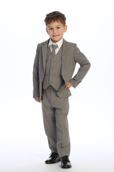 Classic Boys’ 5-Piece Suit – Available in Dark Gray, Khaki, Light Gray & Navy