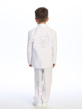 Boys’ White Baptism Suit – Embroidered Cross & Maria Design