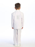 Boys’ White Baptism Suit – Embroidered Cross & Maria Design