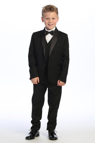 Classic Boys' Tuxedo Suit – Black or White, Formal Outfit