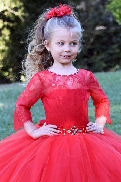 Gorgeous Pageant Wedding Flower Girl Tulle Dress Baby Birthday Party Dress