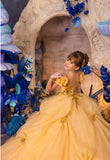 Maristella Gold Couture Gown – Luxury Girls Formal Dress