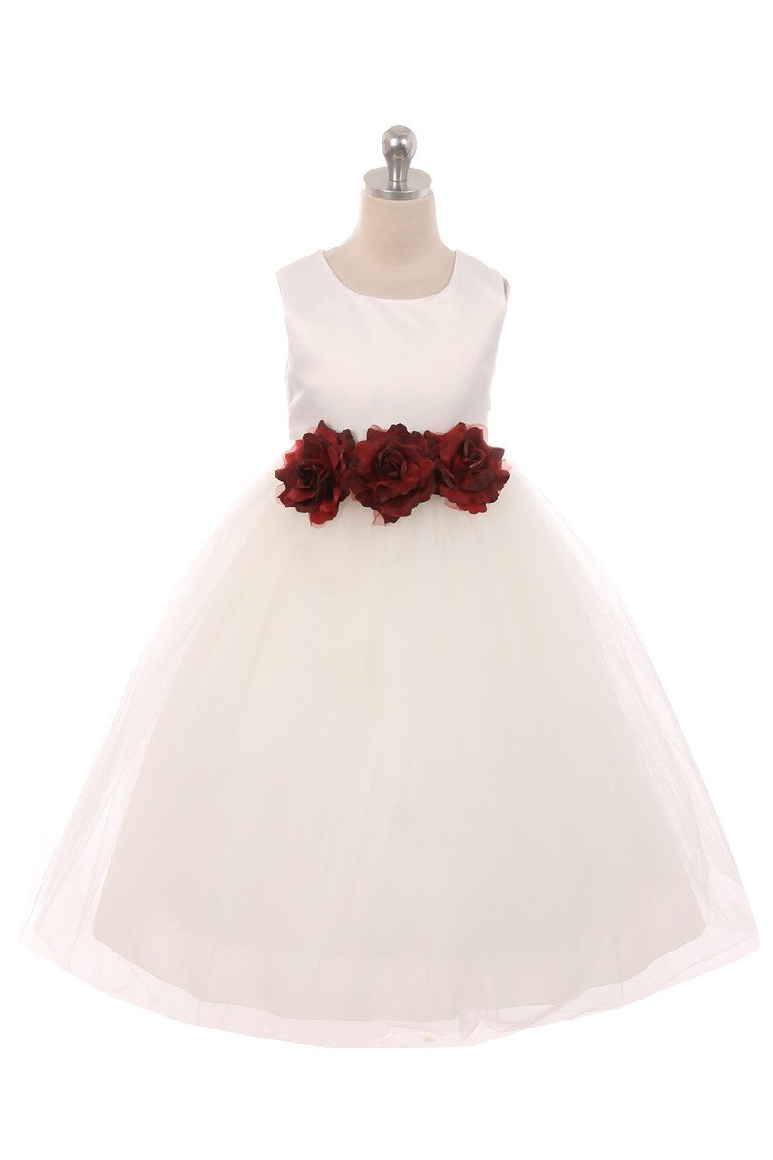 Satin Tulle Flower Girl Dress And Party Dress For Girls