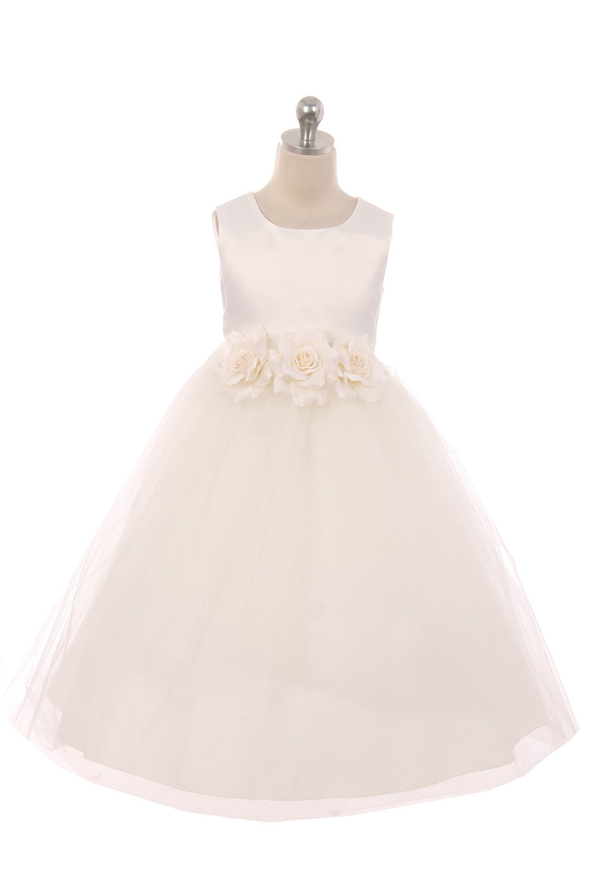 Satin Tulle Flower Girl Dress And Party Dress For Girls