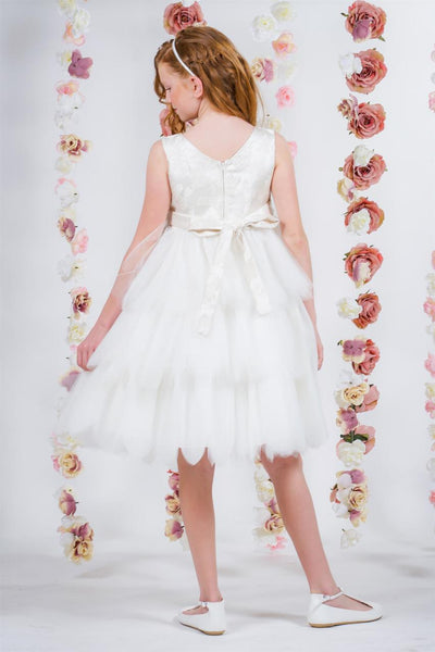 Girls Special Occasion Party Dress | Girls Ruffled Brocade Dress